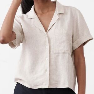 Banana Republic Factory Linen-Blend Short Sleeve Button Up Shirt Size Large NWOT